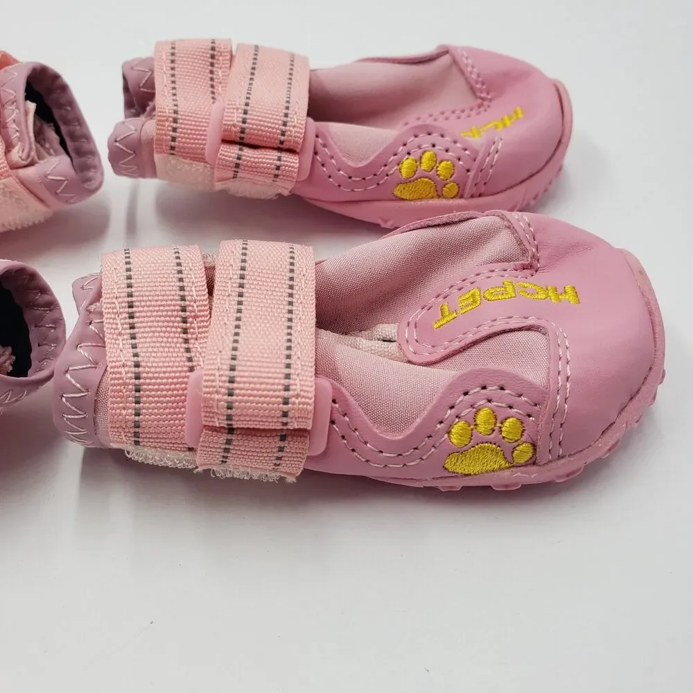 HCpet Pink Dog Boots Shoes Paw Protection All Weather Waterproof Booties Size 2